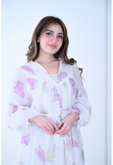 فستان مشجر تصميم ناعم ورومانسي 