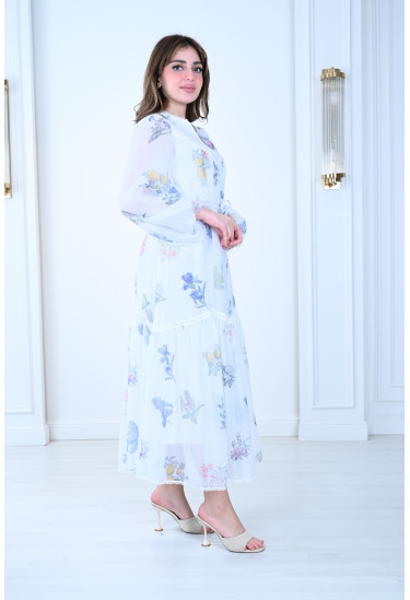 فستان مشجر تصميم ناعم ورومانسي 