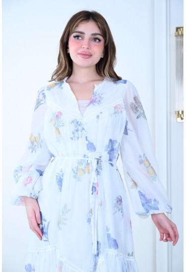 فستان مشجر تصميم ناعم ورومانسي 