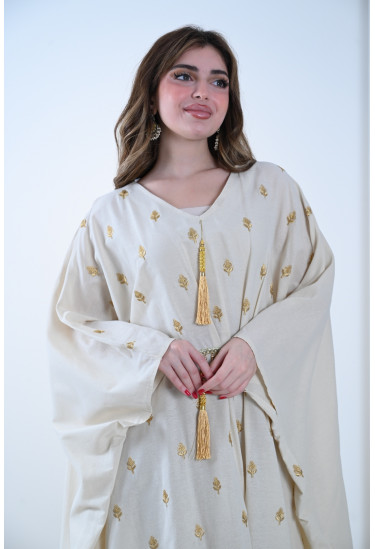  جلابية فخمة بتطريز ذهبي أنيق