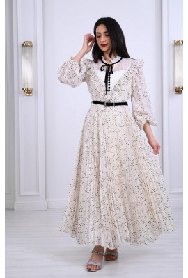 فستان طويل مشجر ذات كسرات 