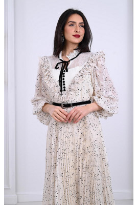 فستان طويل مشجر ذات كسرات 