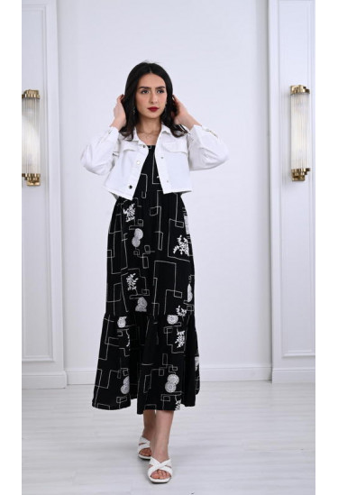 فستان نسائي ميدي مطبوع طبعات مميزة 