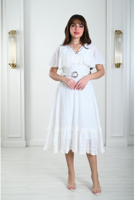 فستان ميدي مطرز بالكامل