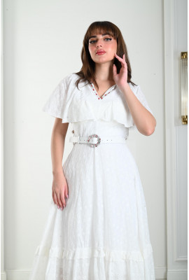 فستان ميدي مطرز بالكامل