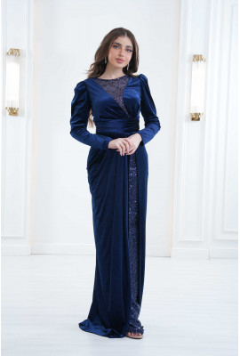 فستان سهرة طويل فاخر من القطيفة